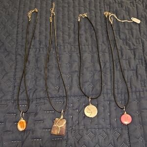 (4) NWT HANDMADE ADJUSTABLE ROCK/STONE NECKLACES